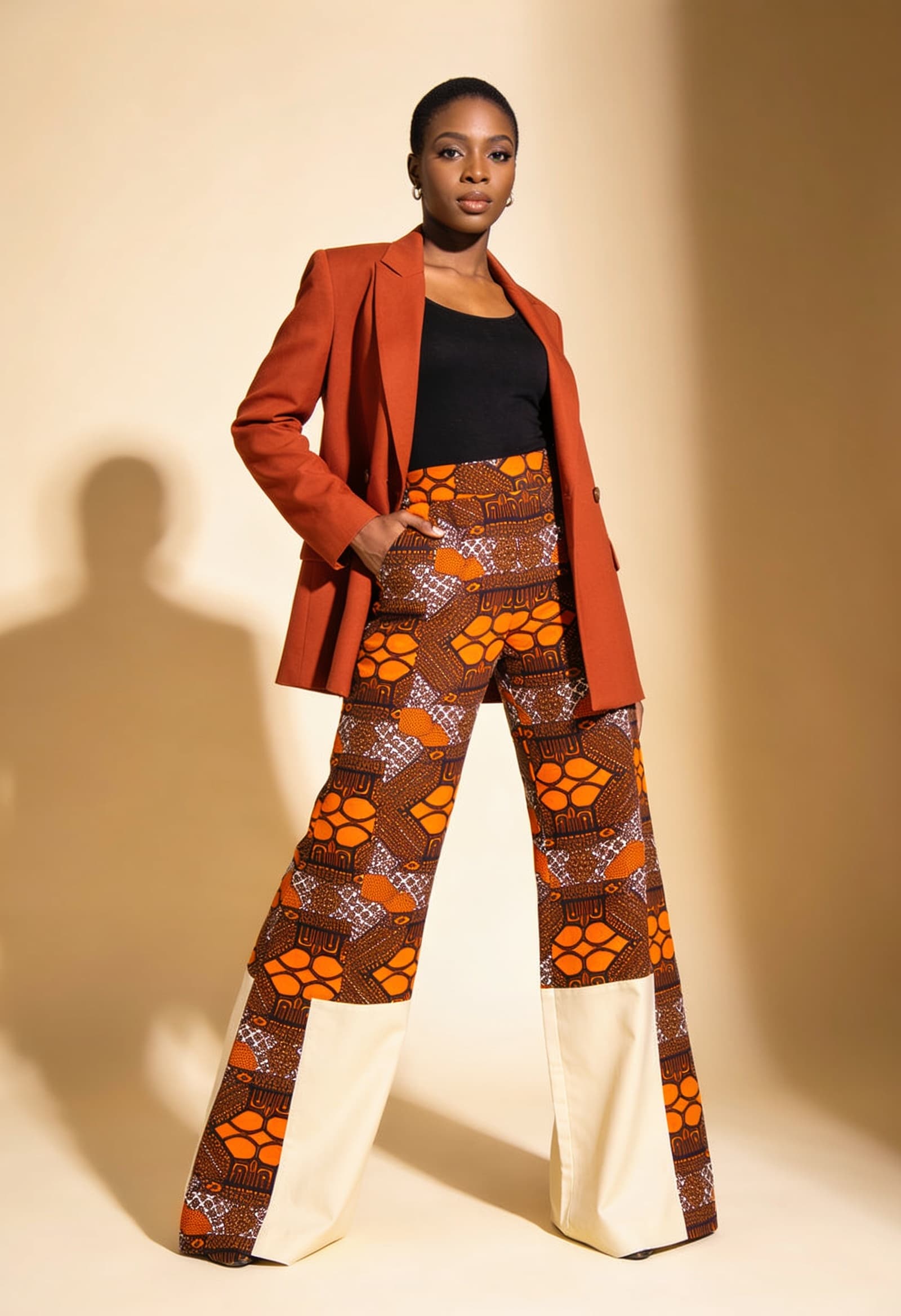 Live seller showcasing an Adire two-piece