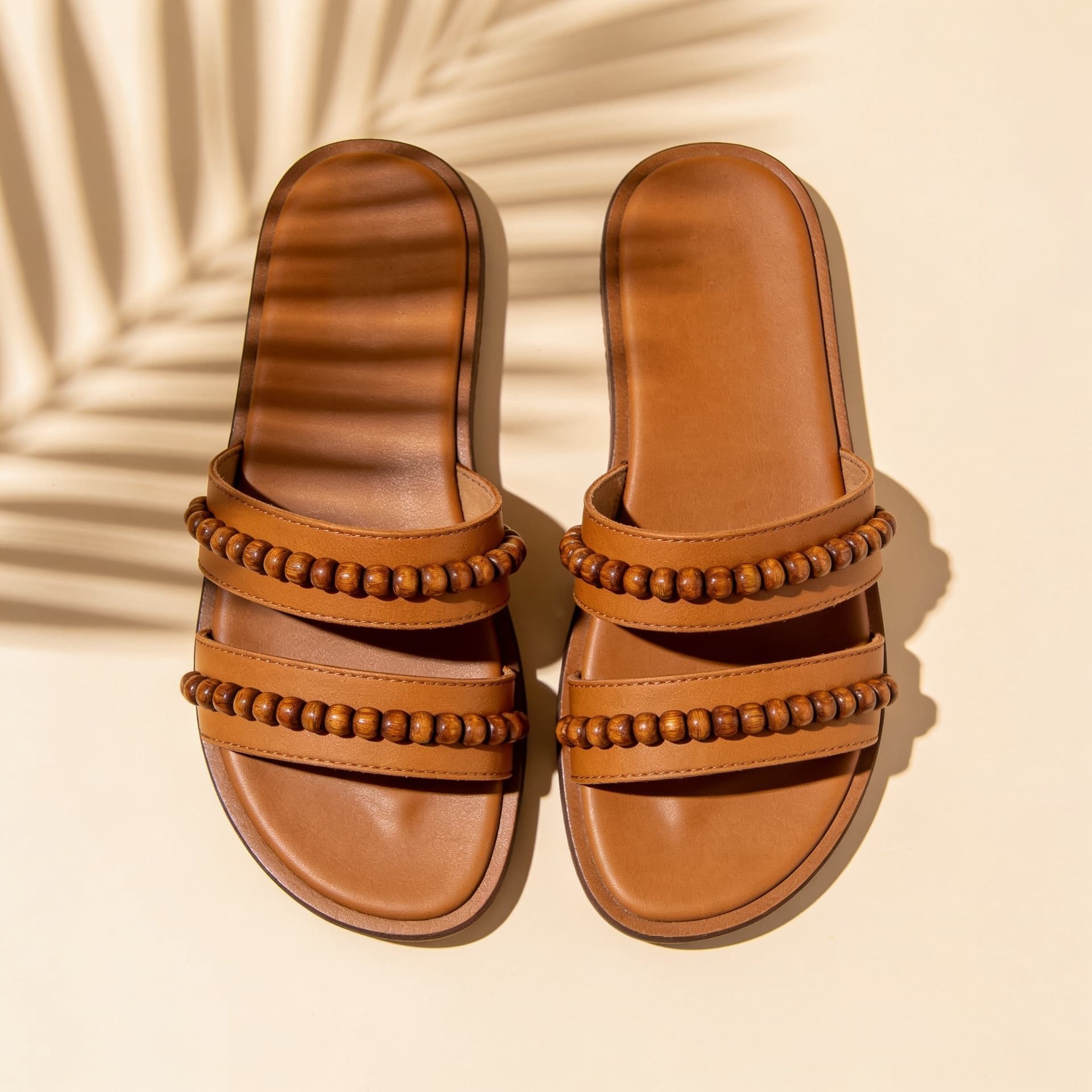 Beaded leather sandals